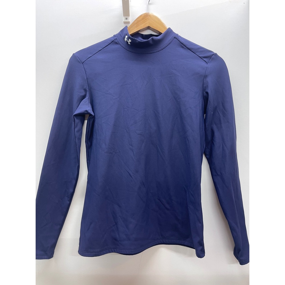 Under Armour Mens Navy Blue Mock Neck Long Sleeve Compression Shirt Large